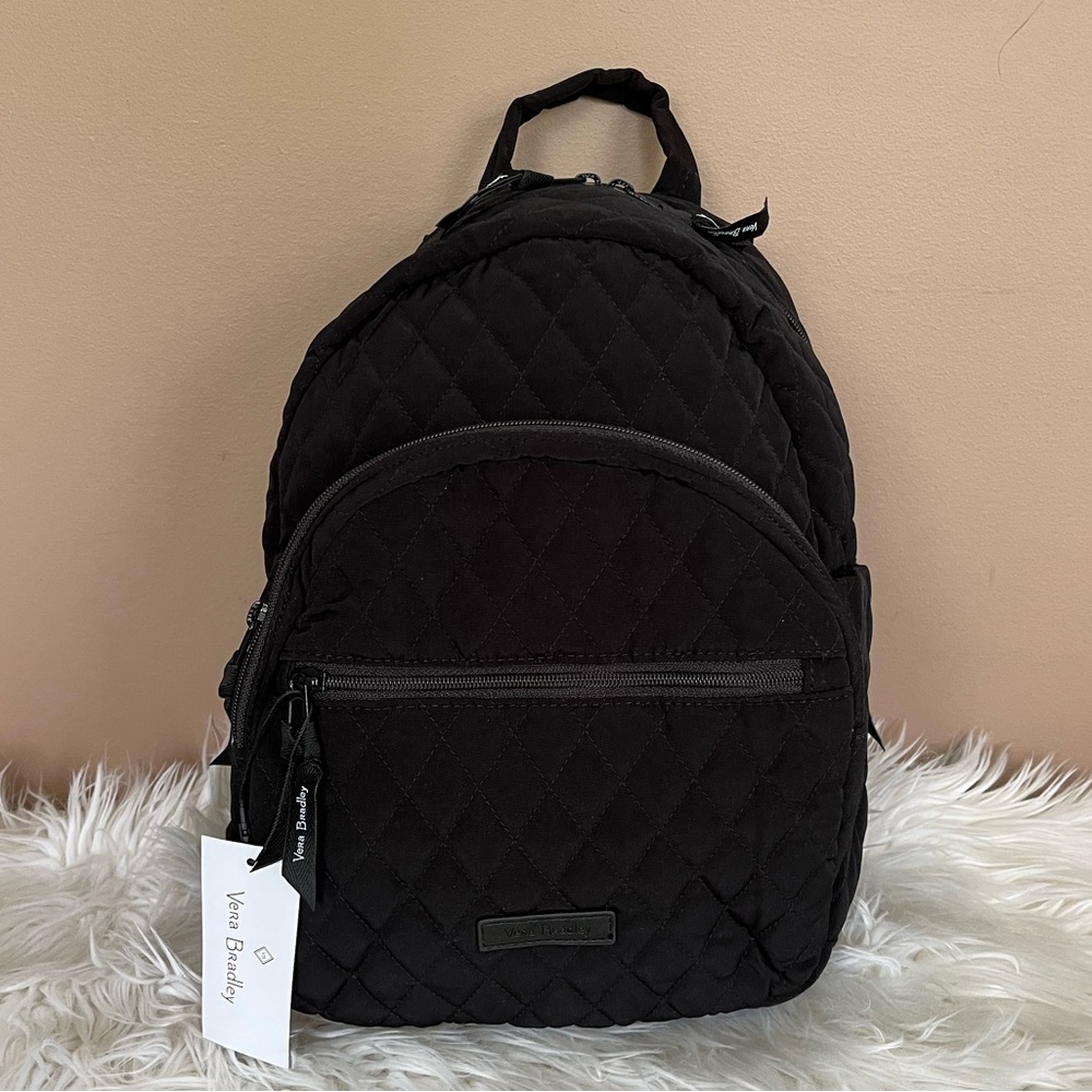 {Vera Bradley} Essential Compact Backpack in Microfiber Black - NWT